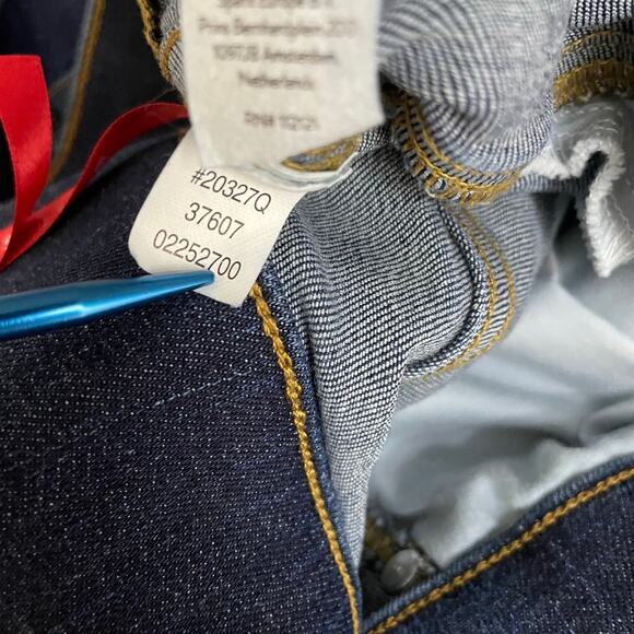 Spanx Indigo Blue Stretch Denim Flare Jeans Pull Up Slimming Comfort Womens L - Picture 17 of 17